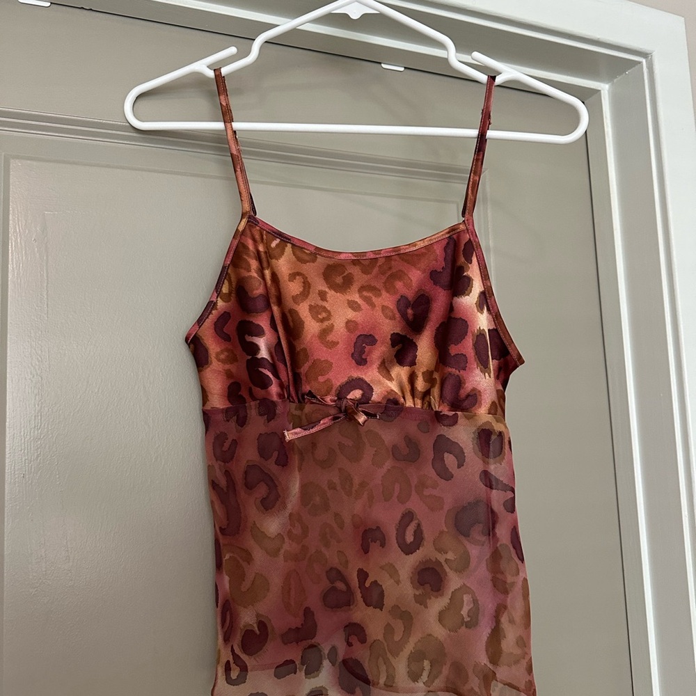Gilligan & O'Malley Pink and Brown Satin Cami